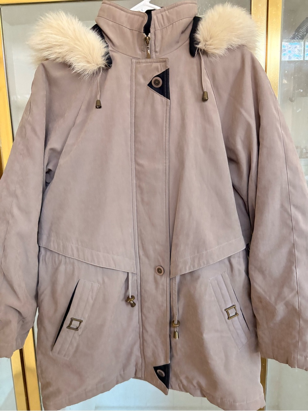 Worthington Coat Fur Hood Size Small